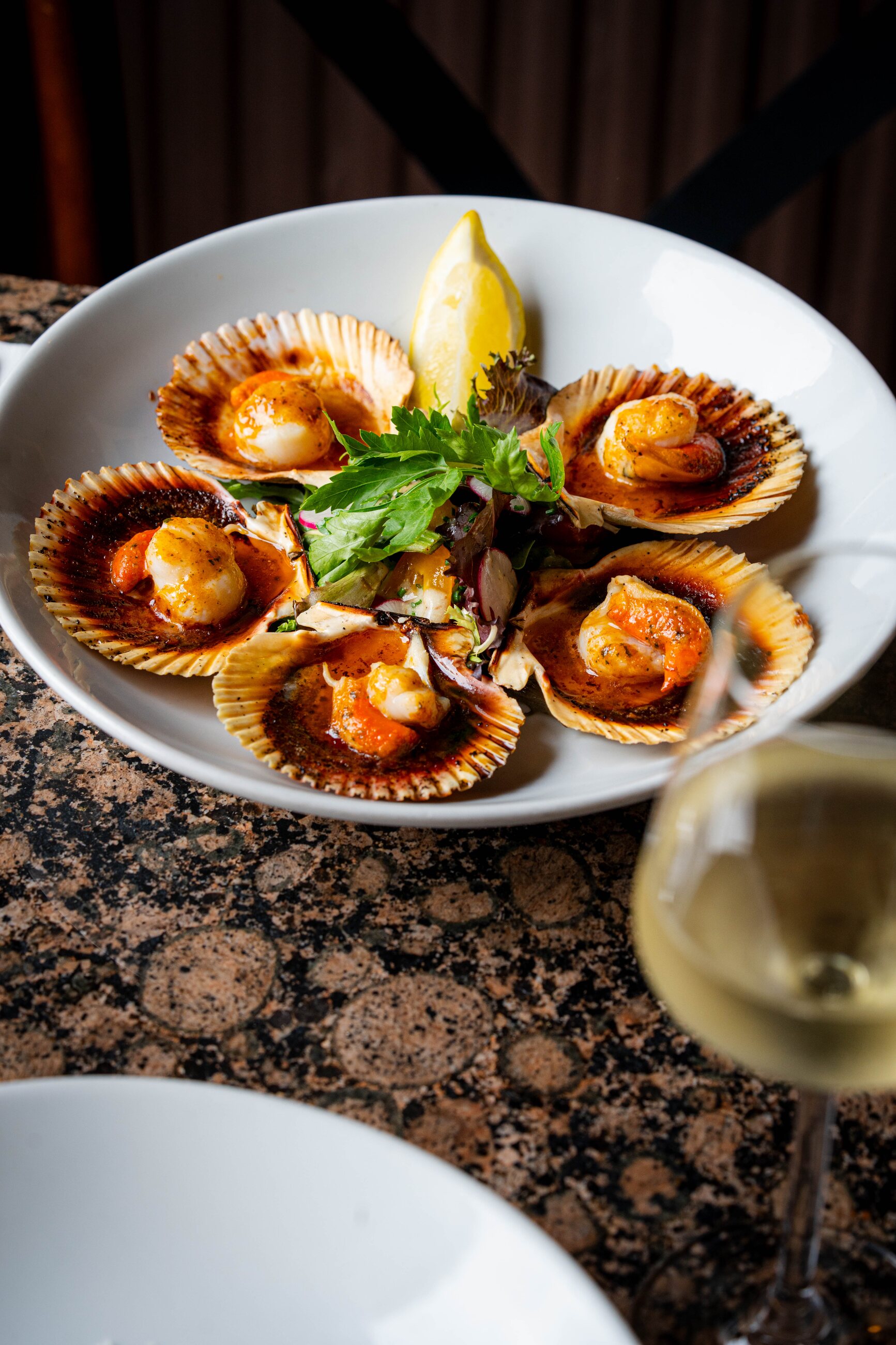Grilled scallops on the shell